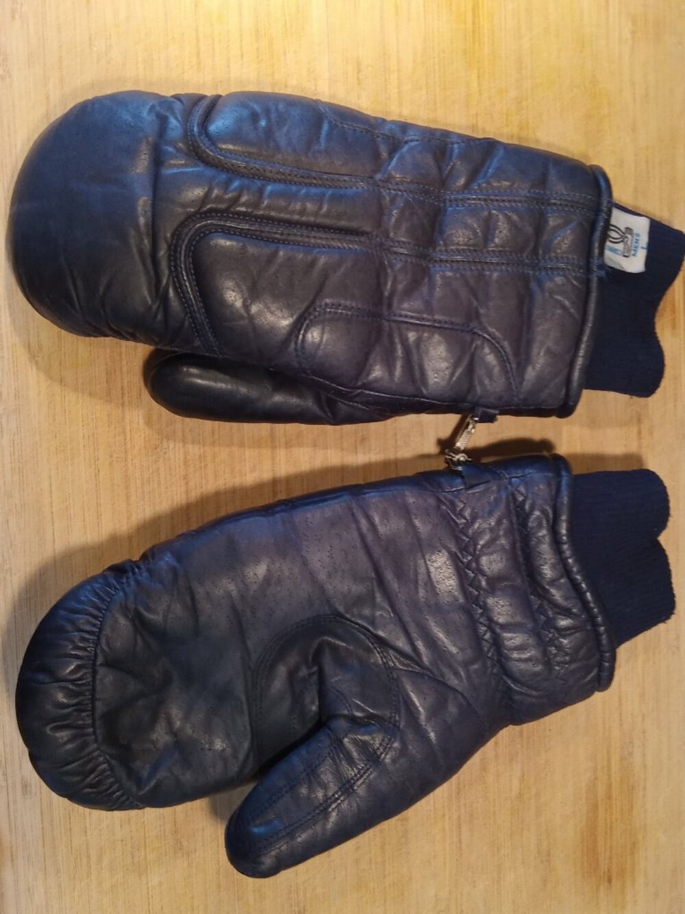 Conroy Insulated Leather Navy Ski Mittens - Men's L